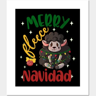 Merry Fleece  Navidad Christmas Humor Joke Sheep Pun Posters and Art